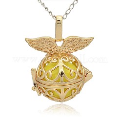 Golden Tone Brass Hollow Round Cage Pendants&nbsp;KK-J237-04G