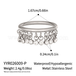 304 Stainless Steel Cubic Zirconia Finger Rings for Women&nbsp;UA8460-2