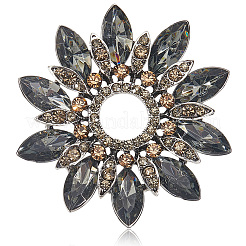 Flower Alloy Rhinestone Brooches for Backpack Clothes&nbsp;JEWB-WH20011-02B
