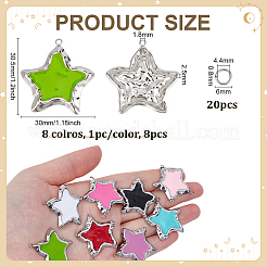 8Pcs 8 Colors Stainless Steel Enamel Pendants&nbsp;STAS-PH0007-11