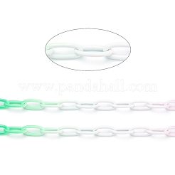Eco-friendly Spray Painted Handmade Brass Paperclip Chains&nbsp;KK-J276-18-P17