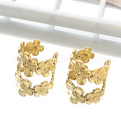 Ion Plating(IP) 304 Stainless Steel Flower Cuff Earrings for Women&nbsp;EJEW-A118-03G