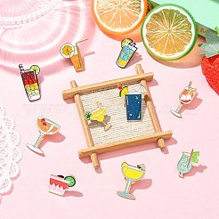 10Pcs 10 Styles Mixed Drink Enamel Pins&nbsp;JEWB-CJ0003-30