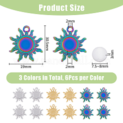 18Pcs 3 Colors 304 Stainless Steel Pendants Ion Plating(IP)&nbsp;STAS-DC0012-93