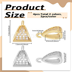 4Pcs 2 Colors Brass Micro Pave Cubic Zirconia Tube Bails&nbsp;FIND-LP0007-13