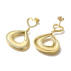 Rack Plating Brass Micro Pave Clear Cubic Zirconia Stud Earrings&nbsp;EJEW-U011-04G