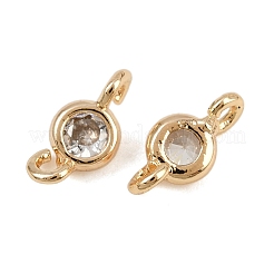 Brass Pave Clear Cubic Zirconia Connector Charms&nbsp;KK-H078-09C-G