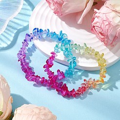Rainbow Color Glass Chip Beaded Stretch Bracelets for Women&nbsp;BJEW-JB10778
