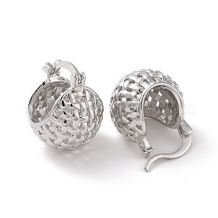 Brass Basket Hoop Earrings for Women&nbsp;EJEW-G315-09P