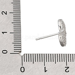 Brass Micro Pave Cubic Zirconia Stud Earring Findings with Loops&nbsp;CU-CBA1682-01P