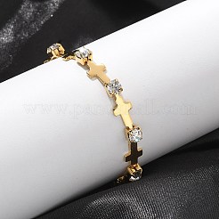 304 Stainless Steel Rhinestone Cup Chain Bracelets for Women&nbsp;BJEW-F488-26E-G