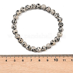 Natural Dalmatian Jasper Jasper Round Beaded Bracelets&nbsp;X-BJEW-G073-16