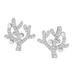 Brass Micro Pave Cubic Zirconia Stud Earrings for Women&nbsp;EJEW-A167-15P