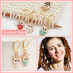 10Pcs 5 Colors Alloy Enamel Owl Charm Locking Stitch Markers&nbsp;HJEW-PH01642