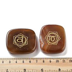 Natural Mixed Stone Rectangle with Chakra Sign Figurines Display Decorations&nbsp;DJEW-K025-02