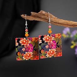 Acrylic & Glass Dangle Earrings&nbsp;FS-WG5F1EE-01