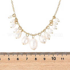 Natural Cultured Freshwater Pearl Rice Graduated Beaded Pendant Brass Cable Chain Necklaces for Women&nbsp;NJEW-TA00263