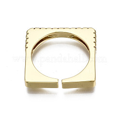 Brass Micro Pave Clear Cubic Zirconia Cuff Rings&nbsp;RJEW-Q161-011-NF