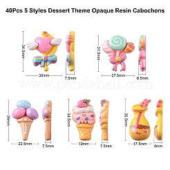 40Pcs 5 Styles Dessert Theme Opaque Resin Cabochons&nbsp;RESI-CJ0003-03