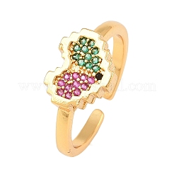 304 Stainless Steel Micro Pave Cubic Zirconia Cuff Open Rings&nbsp;RJEW-P175-03G