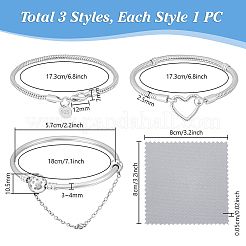 3Pcs 3 Styles Brass Snake Chain Bracelets & Bangles for Men Women&nbsp;BJEW-PH0004-53