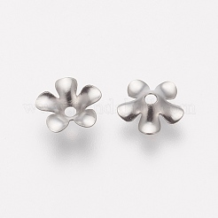 Tarnish Resistant 5-Petal 304 Stainless Steel Flower Bead Caps&nbsp;STAS-L205-09B