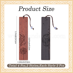 4Pcs 2 Colors Sandalwood Bookmark&nbsp;AJEW-CN0004-96