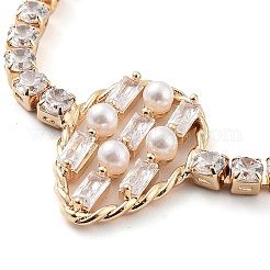 Teardrop Brass Micro Pave Cubic Zirconia Link Bracelets&nbsp;BJEW-C055-01G