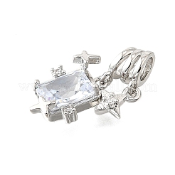 Brass Micro Pave Cubic Zirconia Pendants&nbsp;KK-V008-28P