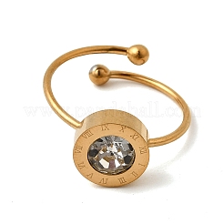 Adjustable 304 Stainless Steel Pave Cubic Zirconia Cuff Open Rings for Women&nbsp;RJEW-B161-01G-03