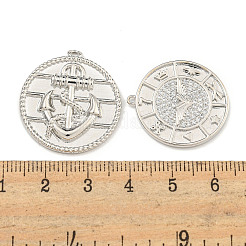 DIY Flat Round Brass Micro Pave Clear Cubic Zirconia Pendant Necklaces Making Kits&nbsp;KK-S386-38P