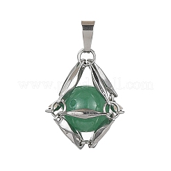Natural Mixed Gemstone Round Bead Pendants&nbsp;PALLOY-JF02415-02