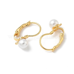 Round Brass ABS Imitation Pearl Leverback Earring Findings&nbsp;KK-Z136-27G