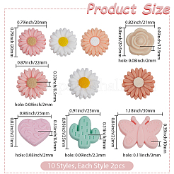 20Pcs 10 Styles Silicone Focal Beads&nbsp;SIL-SP0001-18B