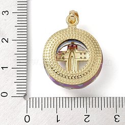 Brass Micro Pave Cubic Zirconia with Glass Pendents&nbsp;KK-Q815-01G-05