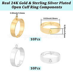 20Pcs 2 Colors Adjustable Brass Finger Rings Setting for Hanging Pendant&nbsp;KK-BBC0027-80