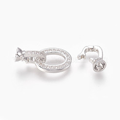 Brass Micro Pave Cubic Zirconia Fold Over Clasps&nbsp;KK-P164-18P