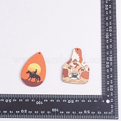 24Pcs 12 Style Single Face Printed Basswood Big Pendants&nbsp;WOOD-SZ0001-28