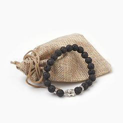 Natural Lava Rock Beads Stretch Bracelets&nbsp;BJEW-JB03850-06
