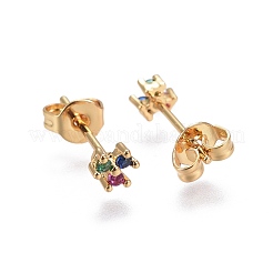 Brass Micro Pave Cubic Zirconia Stud Earrings&nbsp;EJEW-L224-13G