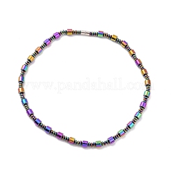 Synthetic Hematite & Brass Column Beaded Necklace Bracelet with Magnetic Clasps&nbsp;SJEW-G079-01D
