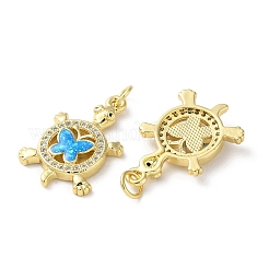 Brass Micro Pave Clear Cubic Zirconia Pendants&nbsp;KK-C045-07G