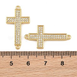 Brass Micro Pave Clear Cubic Zirconia Connector Charms&nbsp;CU-CBADC6C-07G