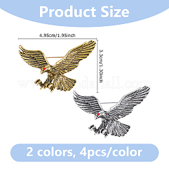 8Pcs 2 Colors Alloy Rhinestone Brooch&nbsp;JEWB-DC0006-48