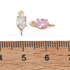 SHEGRACE Brass Pave Cubic Zirconia Oval Connector Charms&nbsp;XGRQ2O464-437G