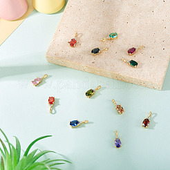 11Pcs 11 Colors Brass Micro Pave Cubic Zirconia Pendants&nbsp;KK-TA0001-97