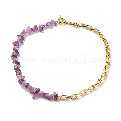 Natural Amethyst Chip Beads Jewelry Set&nbsp;SJEW-JS01223-01