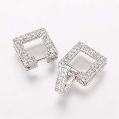 Brass Micro Pave Cubic Zirconia Fold Over Clasps&nbsp;ZIRC-J016-04P