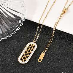 Polymer Clay Crystal Rhinestone Oval Pendant 304 Stainless Steel Cable Chain Necklaces for Women&nbsp;NJEW-A064-06G