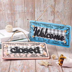 2Pcs 2 Color Wooden Doorplate Decorations&nbsp;AJEW-CF0001-09